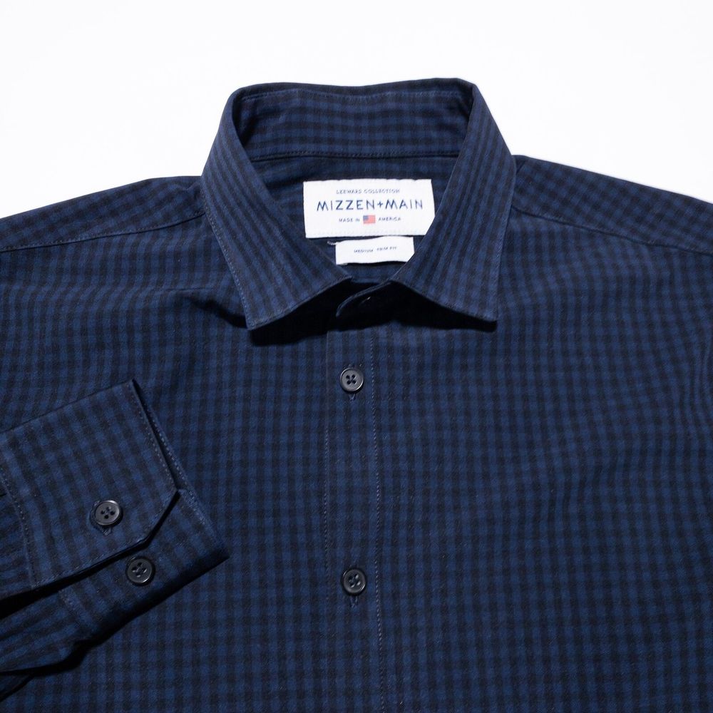 Mizzen+Main Navy Checkered Casual Button Down Shirt